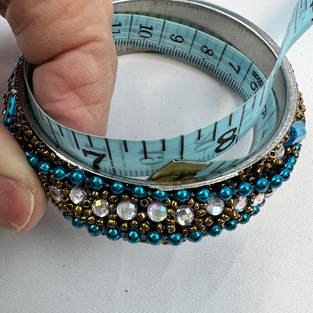 Blue Rhinestone Bangle Set Stack Desi Bridal Wedd… - image 4